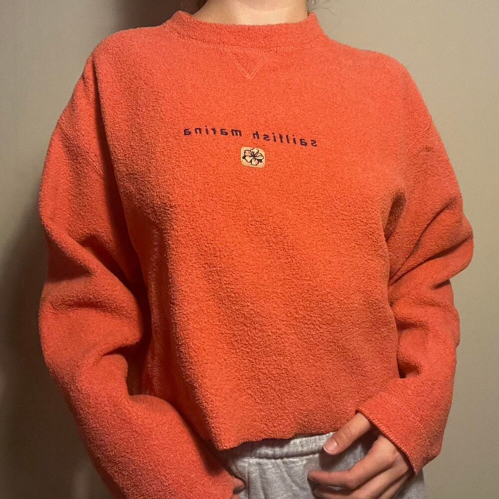 Sailfish marina orange tericloth cropped crewneck